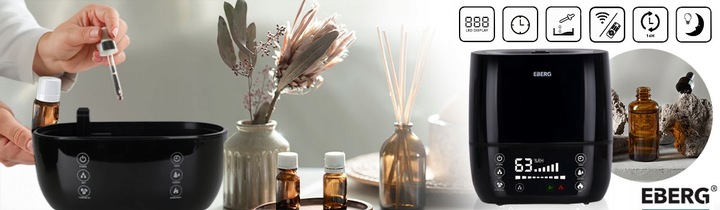 Nawilżacz powietrza EBERG HUMI aromaterapia jonizacja pilot 5w1 WiFi