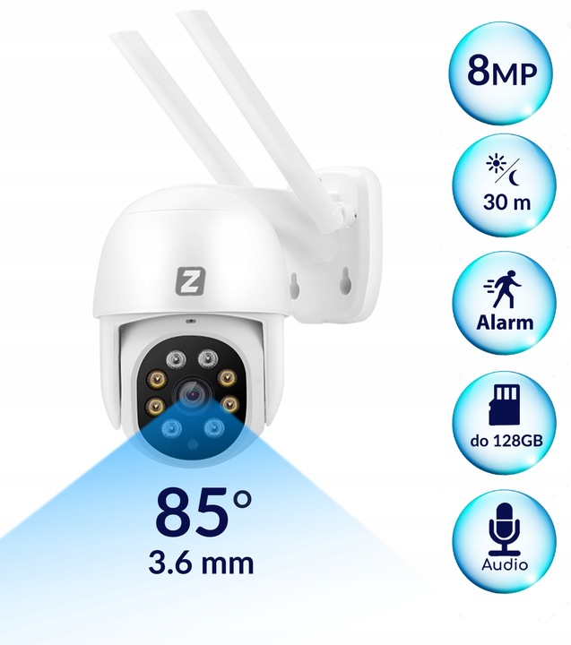 Kamera Zewnętrzna Obrotowa IP WiFi 8MPx 8MP 4K ULTRA HD 4x ZOOM