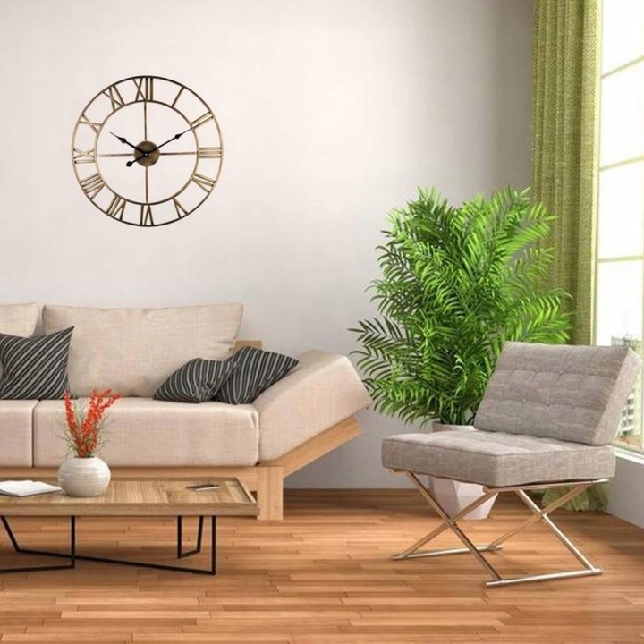 ZEGAR ŚCIENNY RETRO ELEKTRONICZNY CZARNY LOFT RZYMSKI 3D CICHY VINTAGE XXL