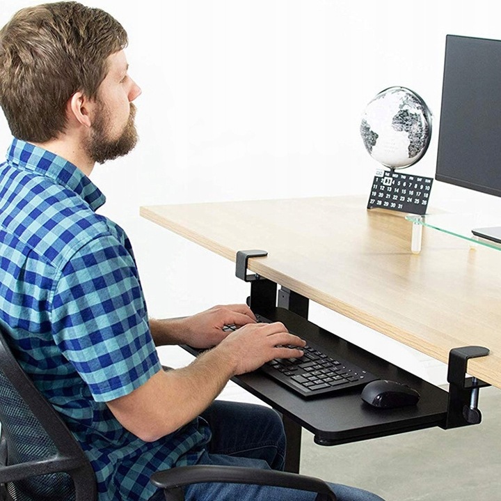 PÓŁKA POD KLAWIATURĘ SZUFLADA PODSTAWKA WYSUWANA ZACISKOWA NA BIURKO