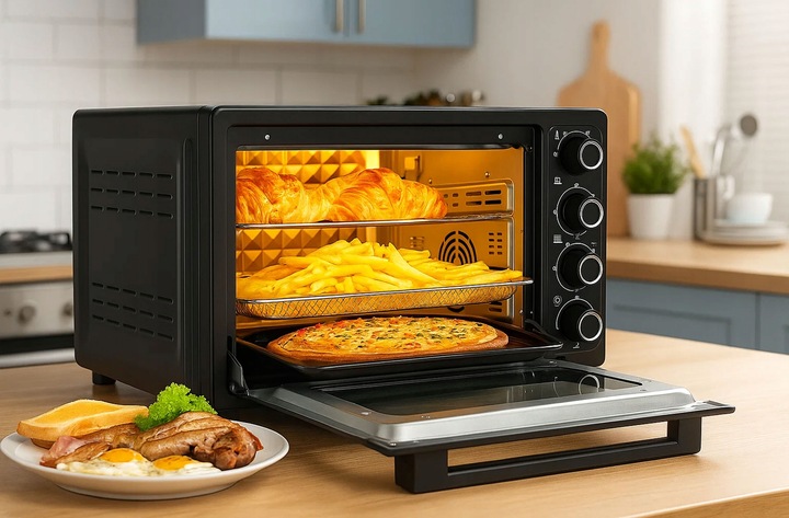 PIEKARNIK ELEKTRYCZNY Z TERMOOBIEGIEM SUSZARKA SPOŻYWCZA GRILL 45L