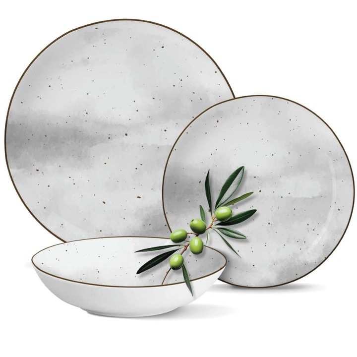 KOMPLET PORCELANA ZESTAW TALERZY SERWIS OBIADOWY TALERZE 18el WZÓR