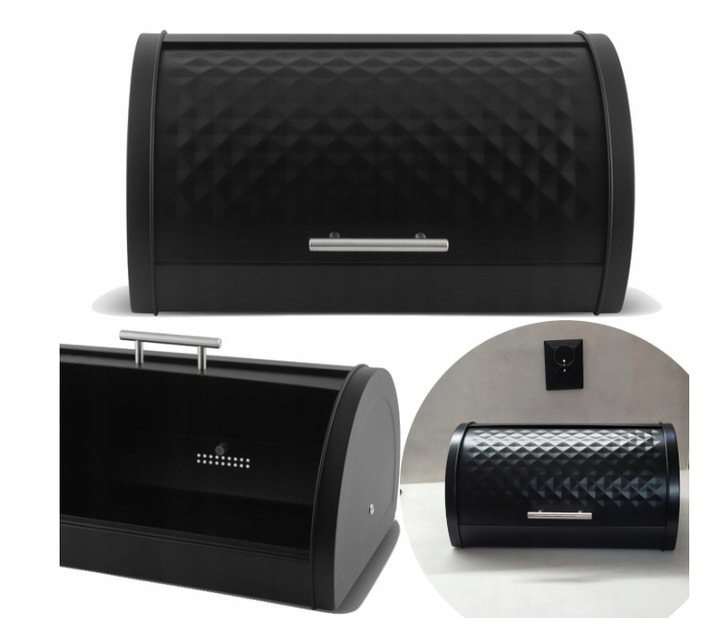 CHLEBAK POJEMNIK NA PIECZYWO BUŁKI CHLEB METALOWY DUŻY CZARNY