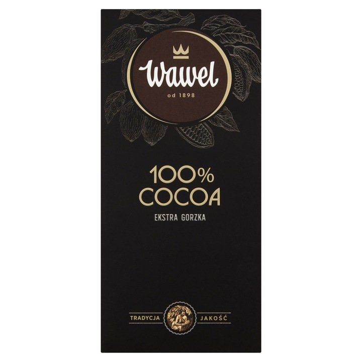 3x Czekolada Gorzka Ekstra Bez Dodatku Cukru Premium 100% cocoa 80g Wawel