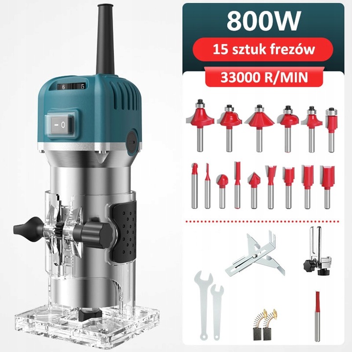 Frezarka górnowrzecionowa 800 W,metalowy korpus,niebieskie