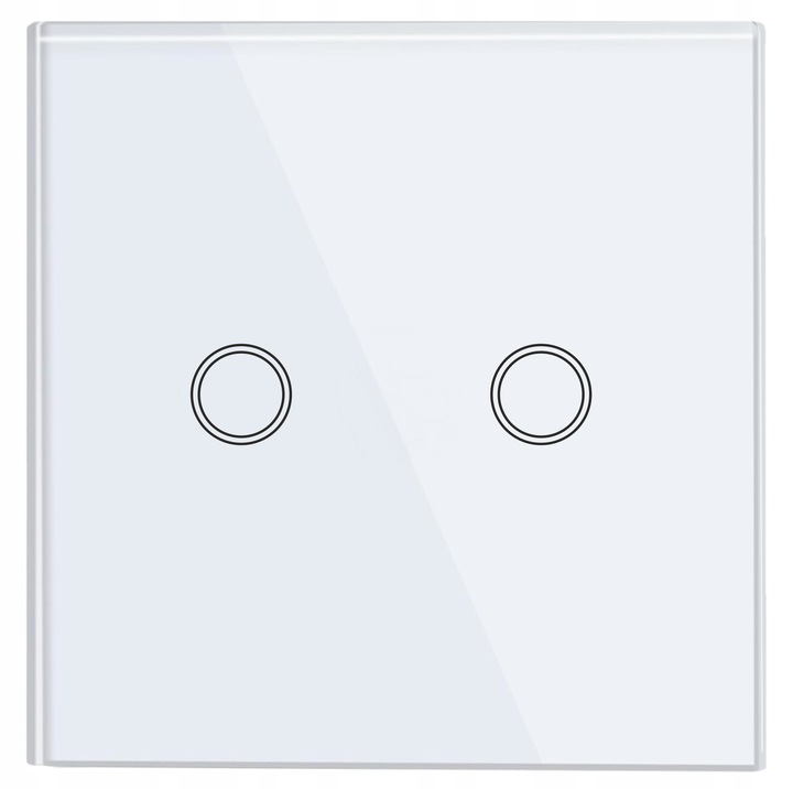 WŁĄCZNIK WYŁĄCZNIK ŚWIATŁA SZKLANY DOTYKOWY PODWÓJNY BIAŁY SZKŁO BIAŁE