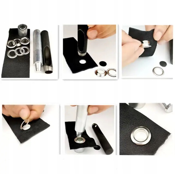 OCZKA DZIURKACZ ZAKUWARKA NAPY 12MM DO PLANDEK NAMIOTÓW ZESTAW 100