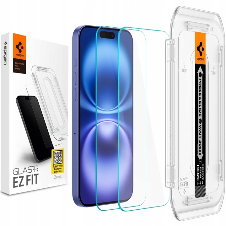 2x Szkło Hartowane SPIGEN EZ FIT + Aplikator do Apple iPhone 16/15, do etui