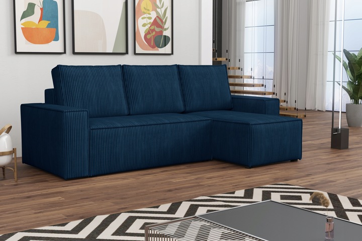 Narożnik Rozkładany BERGAMO Sztruks Rogówka z Funkcją Spania Pościel