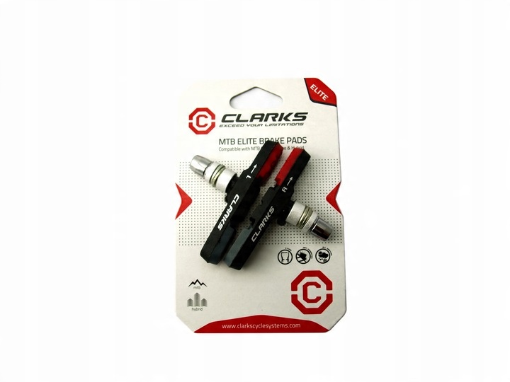 Klocki hamulcowe Clarks CPS301 MTB V-brake 72 mm czerwono-czarno-szare