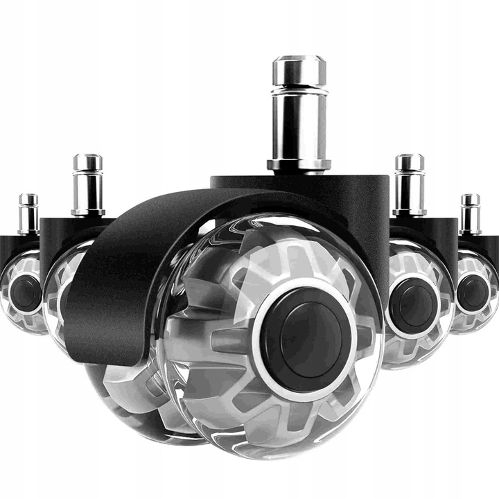 Zestaw 5 Kółek PU fi 11 ciche łożyska grube opony podłogi bez