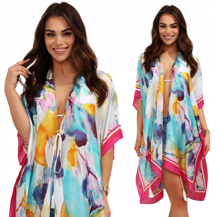 PAREO TUNIKA PLAŻOWA SUKIENKA LETNIA NARZUTKA NA PLAŻĘ DŁUGA JEDWAB KOLORY