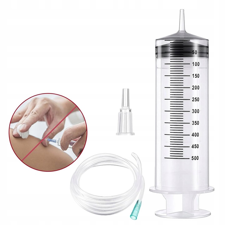 STRZYKAWKA 500ML, STRZYKAWKA Z WĘŻEM, DO LABORATORIÓW NAUKOWYCH, BEZ IGŁY