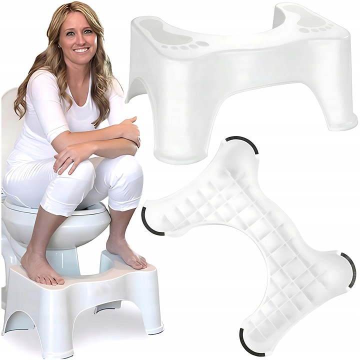 PODNÓŻEK TOALETOWY PODEST ŁAZIENKOWY TABORET BIAŁY