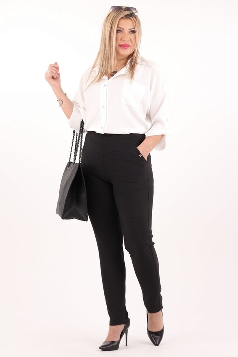 SPODNIE DAMSKIE WYSOKI STAN GŁADKIE BAWEŁNIANE ELASTYCZNE DUŻE ROZMIARY