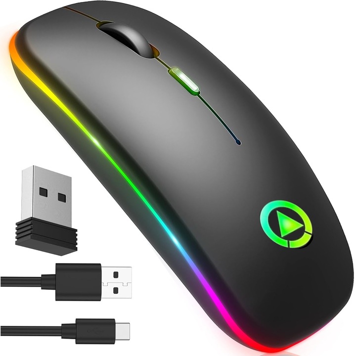 MYSZKA BEZPRZEWODOWA MYSZ OPTYCZNA SLIM LED CICHA BEZKLIKOWA 1600dpi