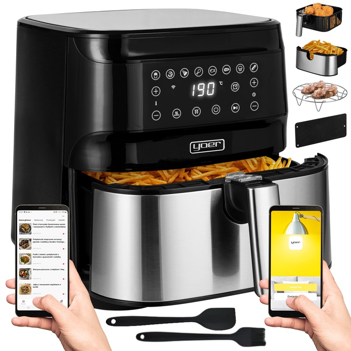 4w1 Frytkownica beztłuszczowa Air Fryer Yoer +WiFi 6L 1700W +Programator