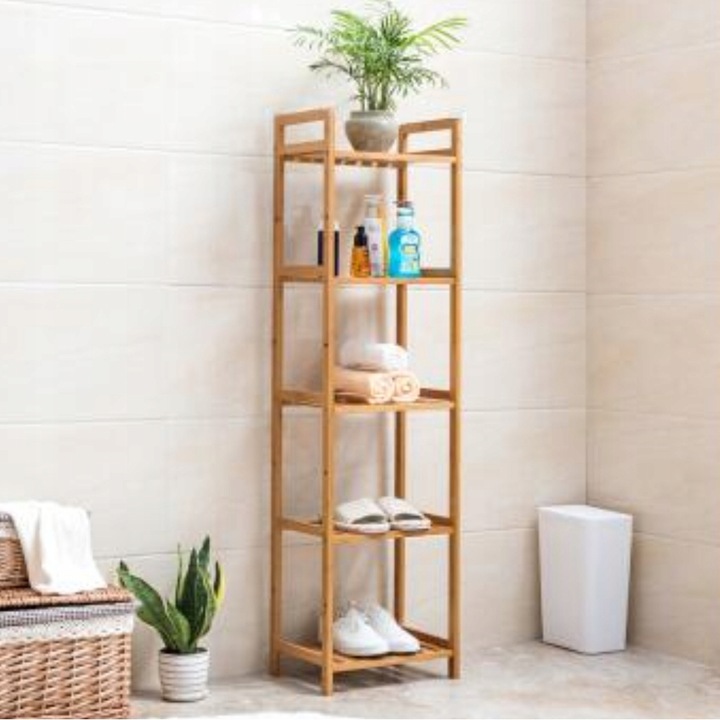 Regał stojak łazienkowy półka bambusowa regał drabinkowy uniwersalny