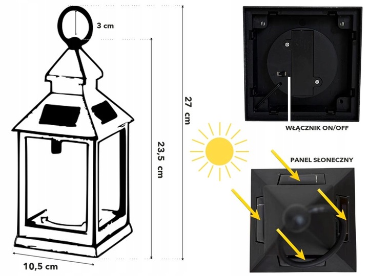 Lampion do Stroika na Grób ZNICZ SOLARNY lampa latarenka LED SOLAR Cmentarz