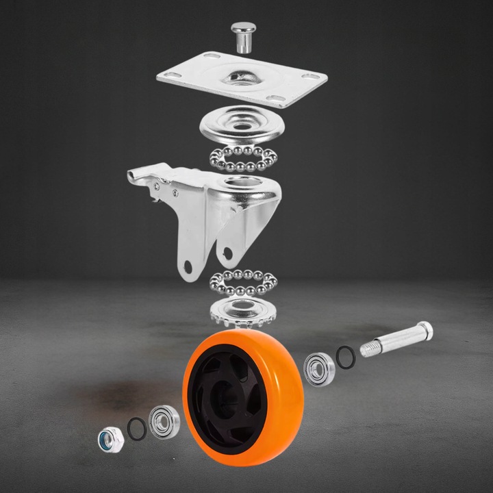 OBROTOWE KÓŁKA PRZEMYSŁOWE Z HAMULCEM DO DUŻYCH OBCIĄŻEŃ 460Kg 100mm