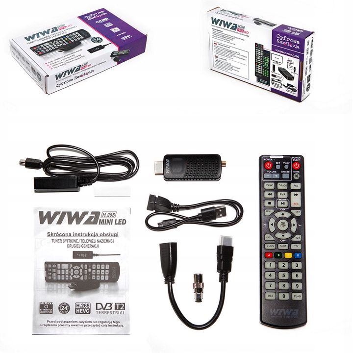 Dekoder Tuner TV Wiwaj DVB-T2 HEVEC MINI LED