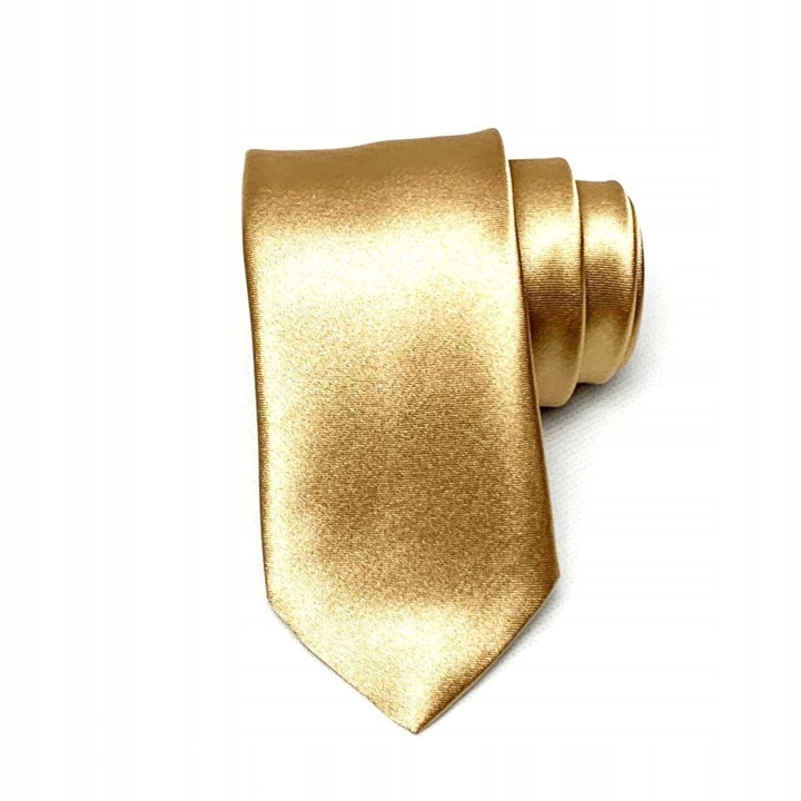 Krawat męski złoty błyszczący gładki