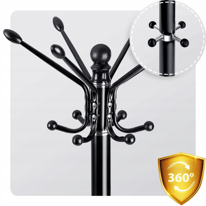 WIESZAK NA UBRANIA STOJĄCY PODŁOGOWY MARMUR CZARNY