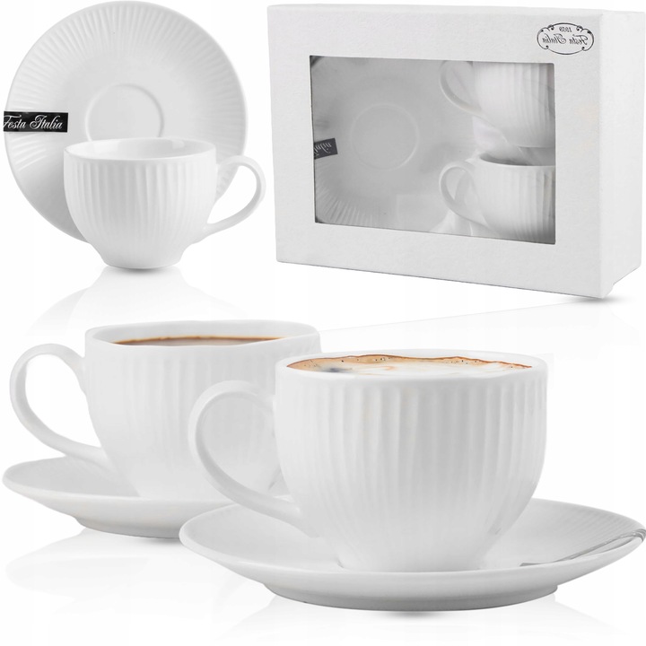 KOMPLET PORCELANOWYCH FILIŻANEK ZEOLIA 250ML 2SZT DO KAWY HERBATY