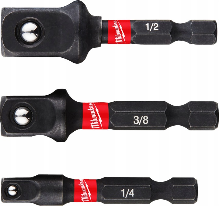 ADAPTER UDAROWY 1/4 NA 1/4 3/8 1/2 MILWAUKEE 3 szt