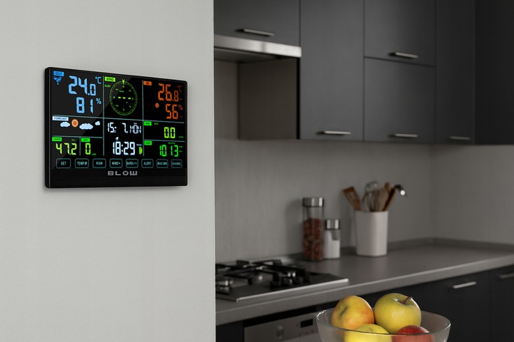 STACJA POGODY POGODOWA WiFi METEO TERMOMETR HIGROMETR ZEGAR ALARM +