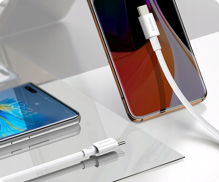 BASEUS MOCNY KABEL USB-C SZYBKIE ŁADOWANIE PRZEWÓD TYP-C PD 100W 5A QC 2M