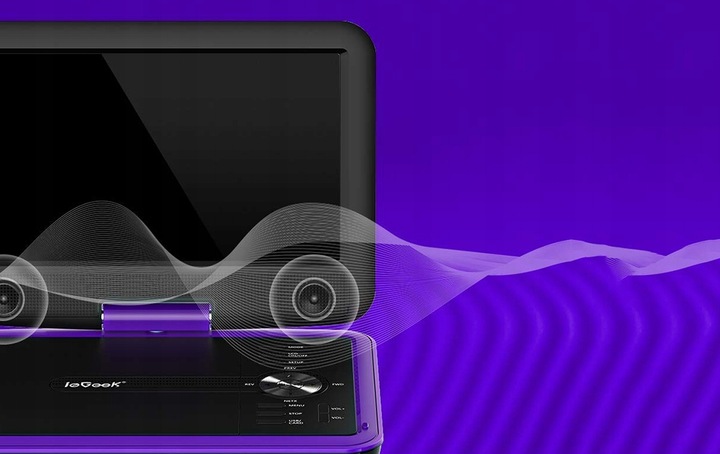 PRZENOŚNY SAMOCHODOWY ODTWARZACZ DVD 9'' LCD FIOLETOWY na 2000mAh Baterią