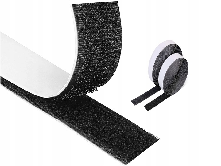SAMOPRZYLEPNY RZEP TAŚMA ROLKA Z KLEJEM MOCNA szer. 50 mm * 5 METRÓW CZARNY