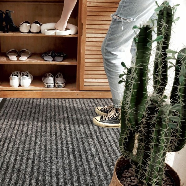 Wycieraczka mata do butów pod drzwi prążkowana szara zewnętrzna 120 x 180cm