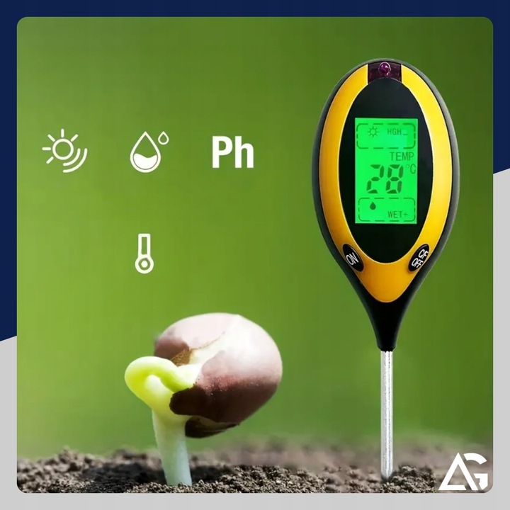 KWASOMIERZ GLEBOWY TESTER PH GLEBY PODŁOŻA ZIEMI MIERNIK WILGOTNOŚCI