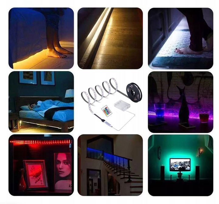 Taśma LED z pilotem zdalnego sterowania zasilana baterią 3m