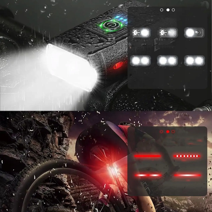 LAMPKA ROWEROWA LED MOCNA TYŁ PRZÓD ŚWIATŁO NA ROWER KIEROWNICĘ USB 800lm