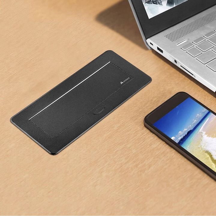 GNIAZDO CHOWANE W BLAT NABLATOWE POTRÓJNE CZARNE PRZEDŁUŻACZ GNIAZDKO