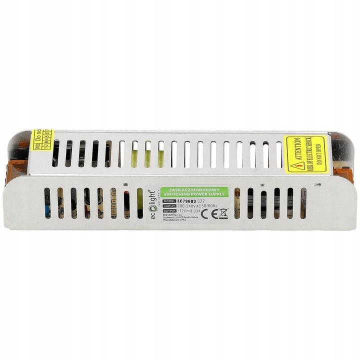 Zasilacz 12V LED 100W 8,33A Modułowy SLIM Do Taśmy SMD COB Montażowy