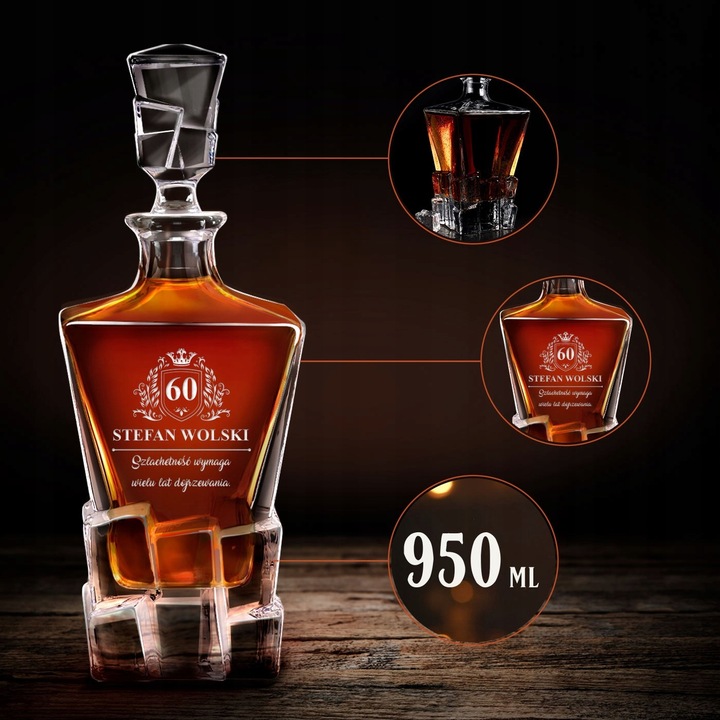 Zestaw Karafka 6 Szklanek do Whisky z Grawerem Prezent dla Faceta Urodziny