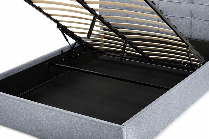 SZARE ŁÓŻKO TAPICEROWANE Z POJEMNIKIEM 160x200