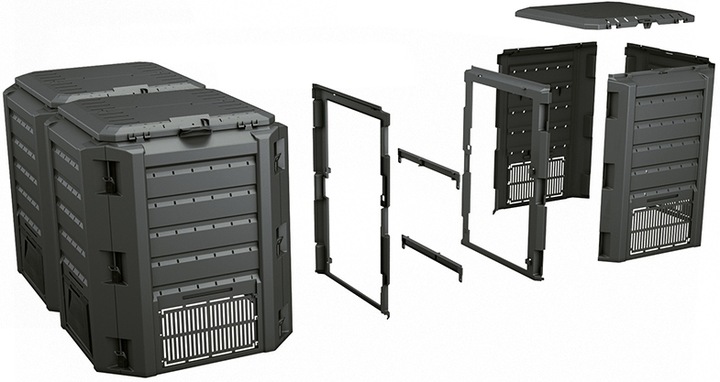 KOMPOSTOWNIK OGRODOWY DOMOWY 800 l Prosperplast Modułowy Duży Dwukomorowy