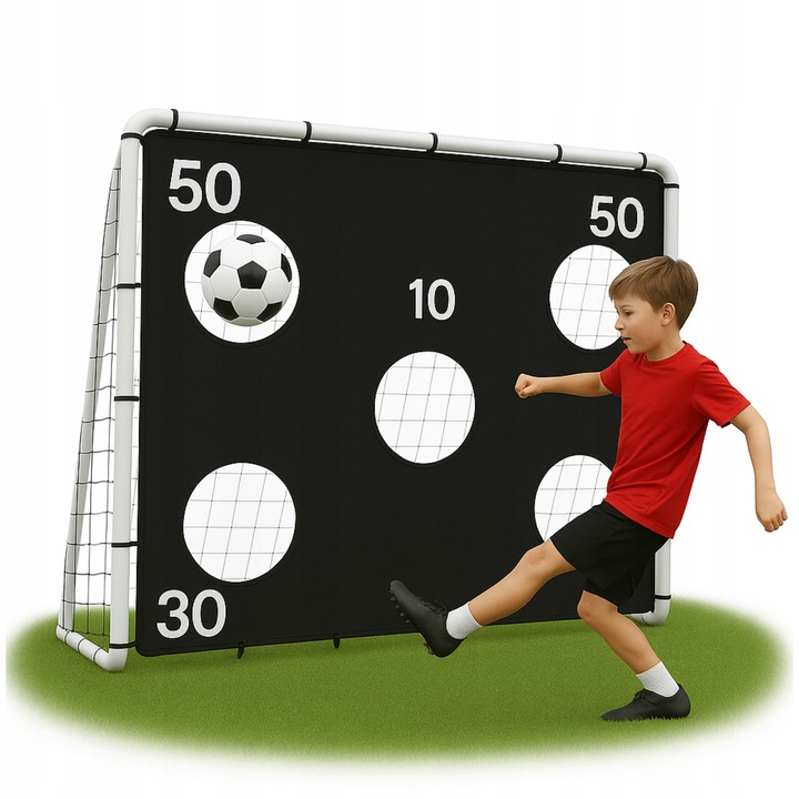 BRAMKA PIŁKARSKA Z MATĄ CELOWNICZĄ dla dzieci SKŁADANA DO PIŁKI NOŻNEJ 2,4m