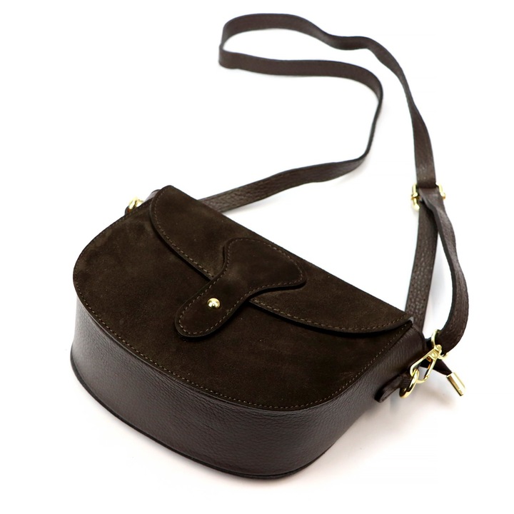 TOREBKA DAMSKA ZAMSZOWA LISTONOSZKA BRĄZOWA VERA PELLE SKÓRZANA