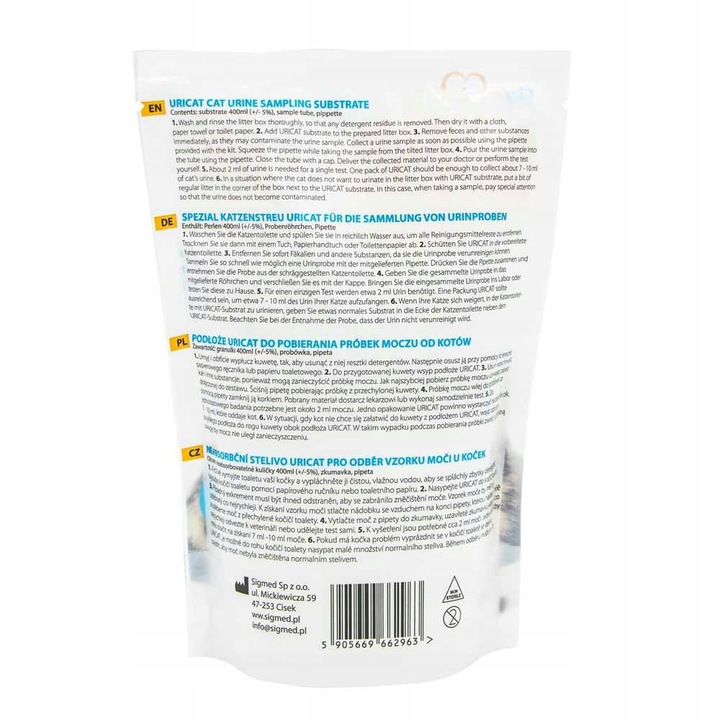 Żwirek podłoże do pobierania moczu od kotów Uricat zestaw 3 x 260 g