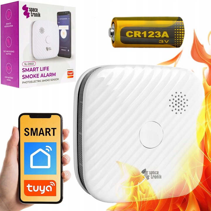 Czujnik Dymu Pożaru Ognia BEZPRZEWODOWY TUYA SMART WiFi detektor