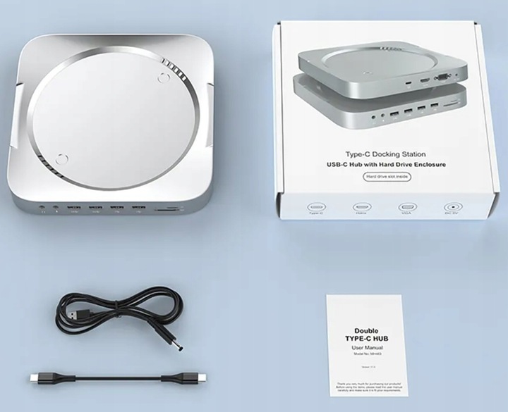 HUB Adapter 12w1 HDMI 4k USB-C SSD USB 3.0 Jack 3,5mm VGA SD/TF do Mac Mini