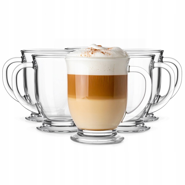 Szklanki z uchem GLASMARK zestaw 6szt duży pojemny kawę latte herbatę