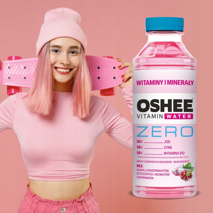 12x Napój OSHEE Vitamin Water Witaminy i Minerały ZERO bez cukru555 ml