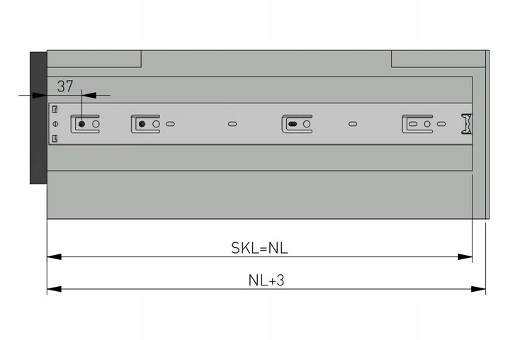 Prowadnica kulkowa H45 GTV PRO do szuflad 550 mm pełny wysuw udźwig